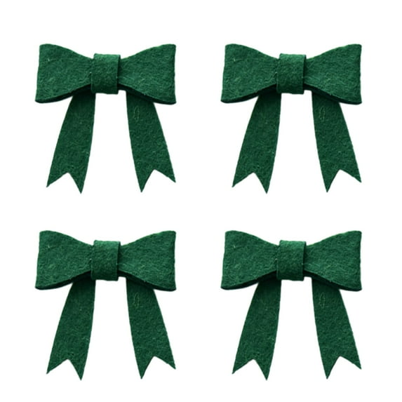 Gallickan Christmas Decoration Set, 4 Piece DIY Bow and Leaves, Tree Ornament Accessories for Holiday Decor, Festive Party Supplies, Green