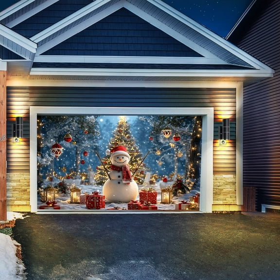 Gallickan Christmas Garage Cover, Large Outdoor Banner, Weather Resistant Door Decor, for Home Exterior and Holiday Photography