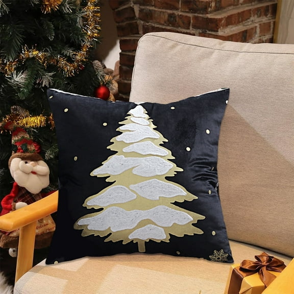 Gallickan Christmas Pillow Covers 18x18 Inch, Decorative Christmas Tree Pattern Ultra Soft Breathable Pillowcases Christmas Decor for Home Couch, Black
