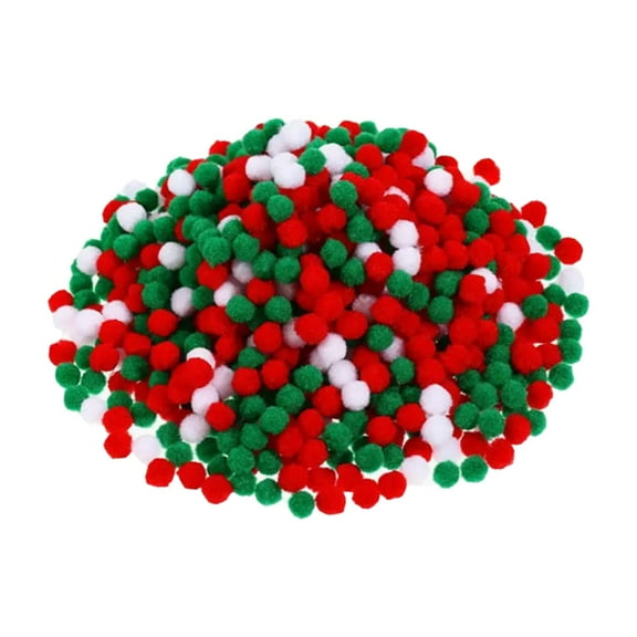 Gallickan Christmas Pom Poms, 1000PCS 1.5cm Red Green White Balls, DIY Craft Decor, Holiday Tree Ornaments, for Festive Projects