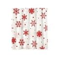 thumbnail image 1 of Gallickan Christmas Shower Curtain, Snowflake Pattern Bath Curtain, Fabric Bathroom Decor, No-Drill Installation, with 12 Hooks, for Holiday Bathroom Decoration, Red, 1 of 6