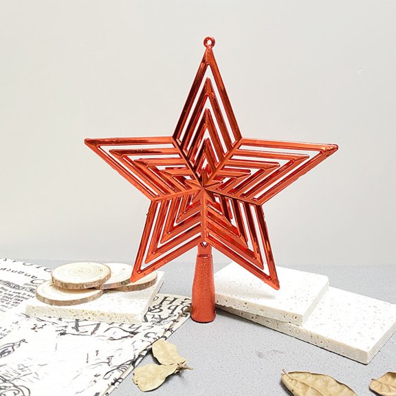 Gallickan Christmas Tree Toppers, Mini Christmas Tree Topper Star, Christmas Tree Decoration Treetop for Holiday Ornament or Home Decor, Red