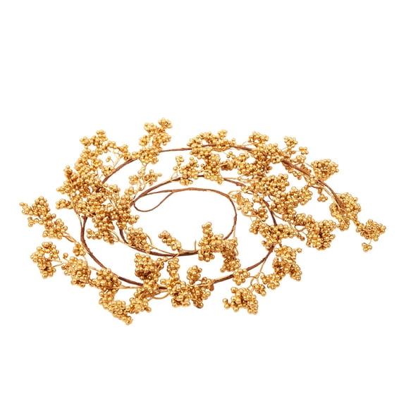 Gallickan Christmas Wicker Decor, 6 Ft Artificial Berry Garland, Gold Holiday Ornament, Home and Window Decoration, for Seasonal Display, Gold