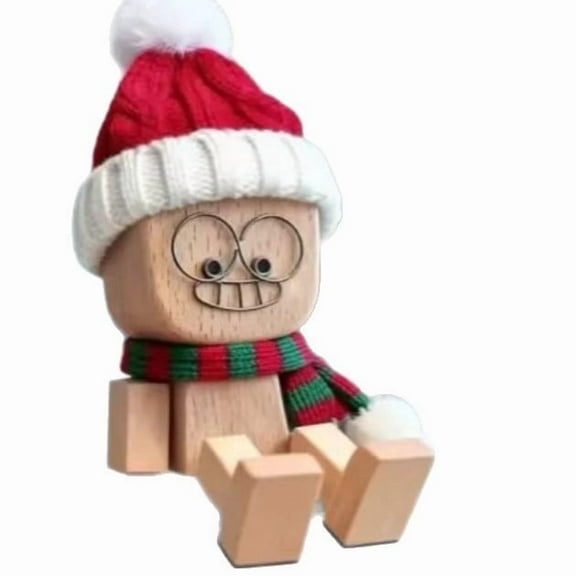 Gallickan Christmas Wooden Figurine, Shaking Car Mounted Ornament, 12 Magnetic Face Expression Set, Cute Desktop Decoration, for Office Decor and Gift Giving, B