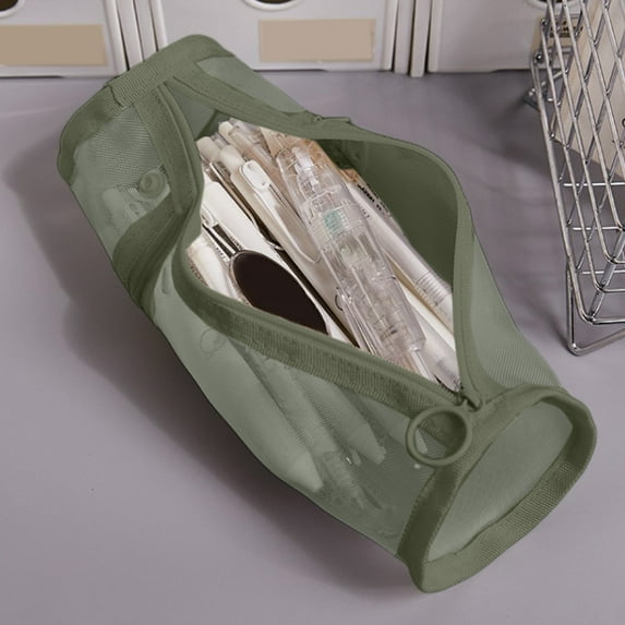 Gallickan Clear Pencil Case, Large Capacity Transparent Mesh Organizer, Japanese Style Stationery Bag, Exam Friendly Sch+ool Supplies Pouch, Green