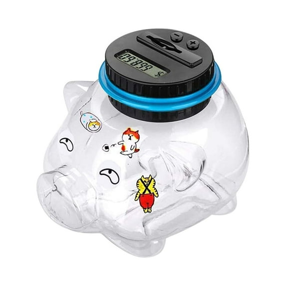 Gallickan Clear Piggy Bank for Kids, 1.6L Digital Piggy Bank with LCD Counter, Money Savings Box Money Jar, Great Gift for Kids Birthday, Christmas, A