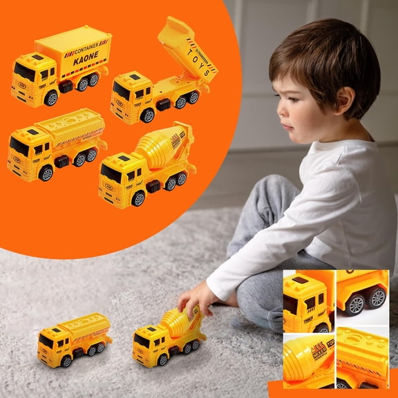 Gallickan Construction Toys for 3-6 Year Old Boy, 4 Pcs Construction Truck, Include Transport Trucks, Tanker Trucks, Mixer Trucks, Trucks, Building Toys for Kids Ages 3-5