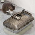 thumbnail image 1 of Gallickan Covered Litter Box, Semi-Enclosed High Sided Cat Pan With Splash Guard Scoop Shovel Large Pet Toilet Anti Mess Tray, Gray, 1 of 6