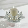 thumbnail image 1 of Gallickan Crystal Flower Tealight Holder, Glass Lotus Tea Light Candle Stand, Floral Decorative Candle Cup for Christmas Home Wedding Party Decor, Clear, 1 of 6