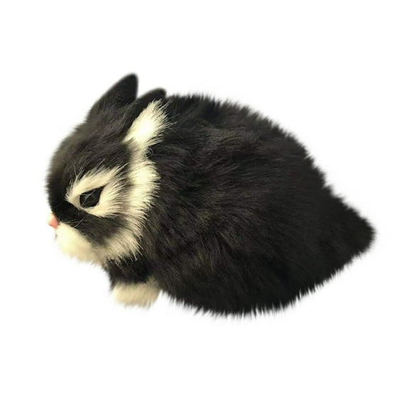 Gallickan Cute Bunny Plush Toy, Realistic Soft Rabbit Stuffed Animal Plushies, 5.1" Bunny Figure Simulation Rabbit Model for Kids Boys Girls Age 3+, Black