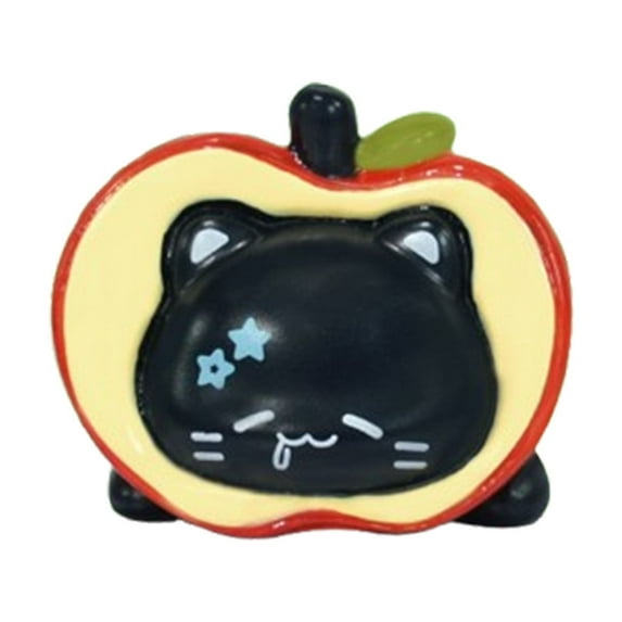 Gallickan Cute Monitor Perching Decoration, Apples Cat and Coal Ball Figurine, Desk Top Decorative Accent, for Computer Screen and Shelf Display, A