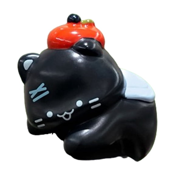 Gallickan Cute Monitor Perching Decoration, Apples Cat and Coal Ball Figurine, Desk Top Decorative Accent, for Computer Screen and Shelf Display, D