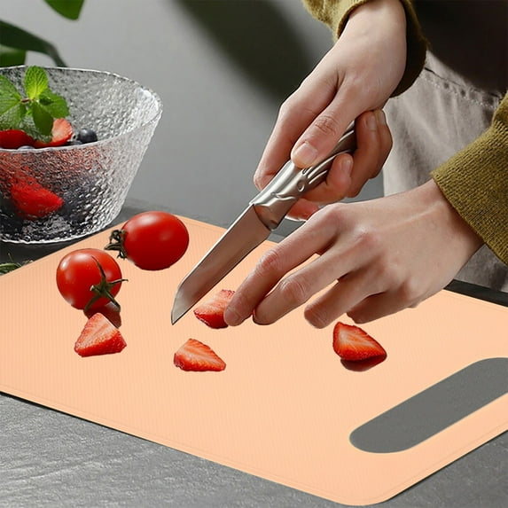 Gallickan Cutting Board, Plastic 2-Sides Mat, Fruit Vegetable Prep Board Anti Slip Feet Dishwasher Safe Kitchen Counter Helper Tool, Beige
