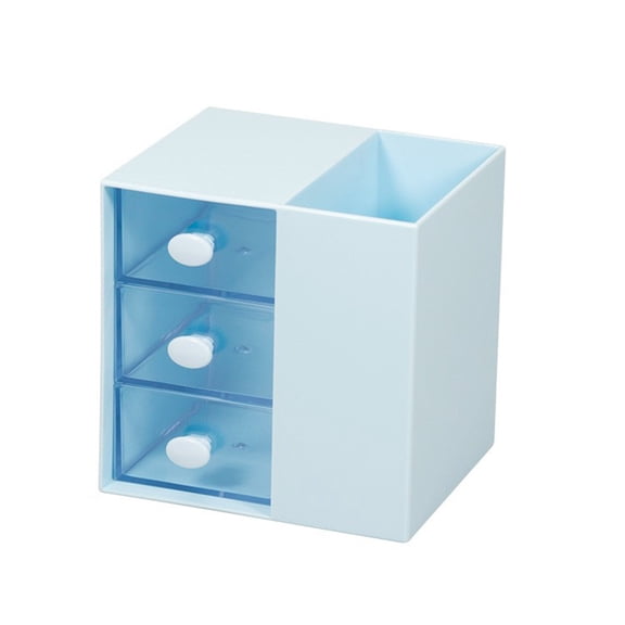 Gallickan Desk Organizer with 3 Drawer, Desk Storage Box and Pencil Holder for Pens, Chargers, Paper Clips, Erasers, Shelves, Staplers, Desktop Organizer for Office Home, Blue