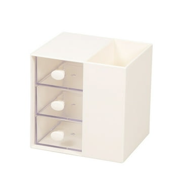 Gallickan Desk Organizer with 3 Drawer, Desk Storage Box and Pencil Holder for Pens, Chargers, Paper Clips, Erasers, Shelves, Staplers, Desktop Organizer for Office Home, White