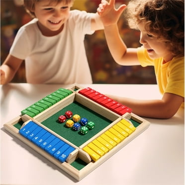 Gallickan Dice Game, 2-4 Player Family Wooden Board Table Math Games for Adults and Kids, 8 Dices Classics Tabletop Games for Classroom,Home,Party or Pub, Colorful