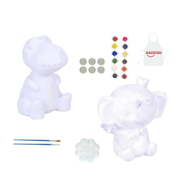 Gallickan Dinosaur Painting Kit, White Model Drawing Set, Colored Clay Crafts, 10ml Paint, Handmade Art Project, for Creative and Educational Activities