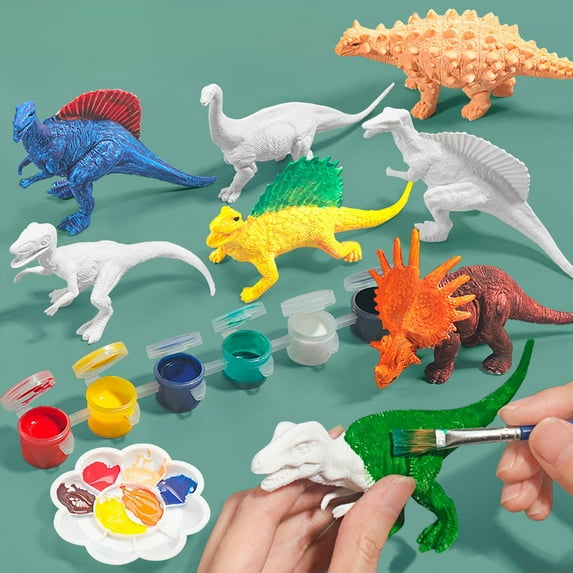 Gallickan Dinosaur Toy Painting Kit, Kids Arts Crafts Set - 10 Dinosaur Figurines, Painting Toys Gifts for 5, 6, 7, 8 Year Old Boys Kids Girls Toddlers, White