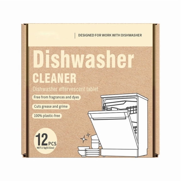 Gallickan Dishwasher Cleaner Tablets, Effervescent Cleaning Pills, Grease Remover, 12 Count Pack, Plastic Free for Appliance Maintenance, Brown