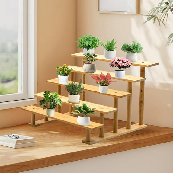 Gallickan Display Rack, Multi Layer Storage Organizer, Trapezoidal For Figurines Flower Pots, Indoor Balcony Decor, 5-Tier