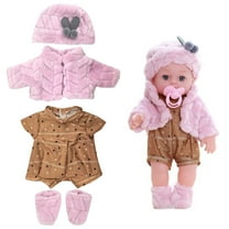 Elainilye Doll Clothes, 12 Inch Reborn Outfit Winter Set Cotton, Toy Gift Play House Simulation Garment for Collectors, Pink