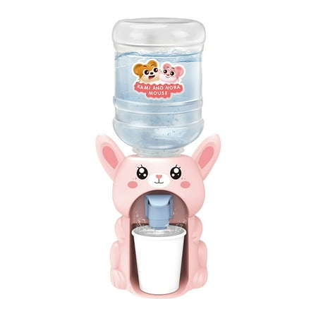 Gallickan Drink Dispenser Pretend Play Toy, 1.4 qt Water Dispenser Machine Toy for Dollhouse Furniture, Miniature Desktop Drink Container for Boys and Girls, Bunny