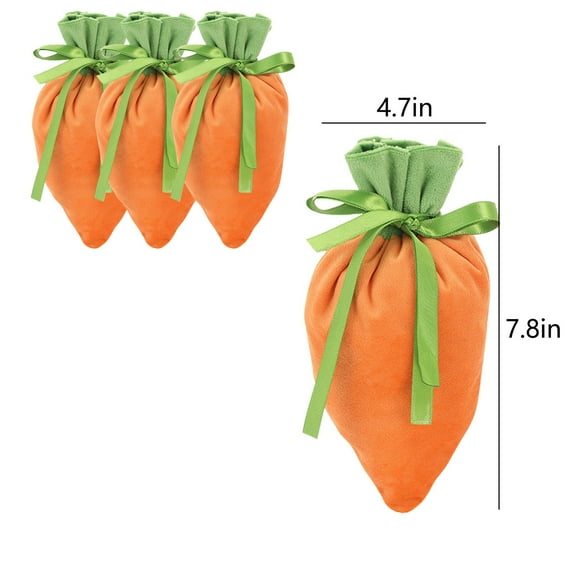 Gallickan Easter Basket Carrot Bag, 4 Pack Cute Easter Treat Bags Easter Gift Bags Cloth Handbag Storage Bags For Holiday Party Birthday Valentine's Day Wedding Bag, 4 Pcs