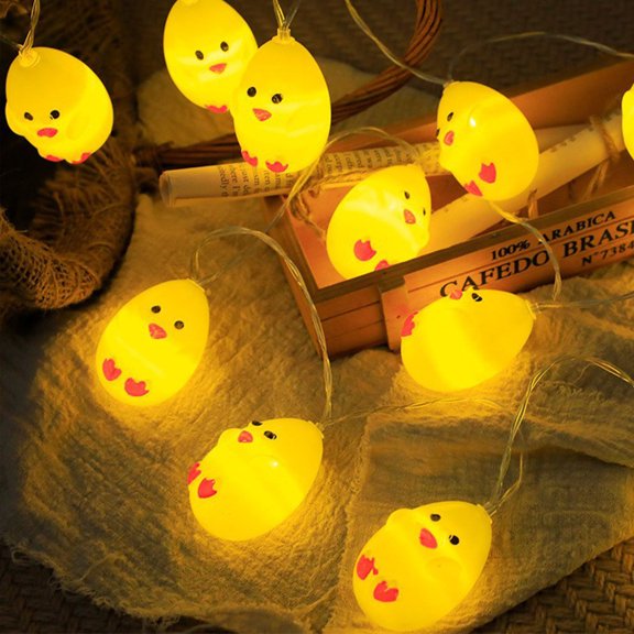 Gallickan Easter Decoration, LED Chick String Lights, Small Lights Hanging Light Indoor Outdoor Animals Chicken Colorful Lights for Bedroom Party Home Decor, Yellow