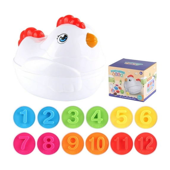 Gallickan Easter Matching Toys Set, Easter Chicken with 12 Shape Color Matching Egg Toys Gifts for 1 2 3 Years Old Kids Toddler Baby Girls Boys Play Learn, Number