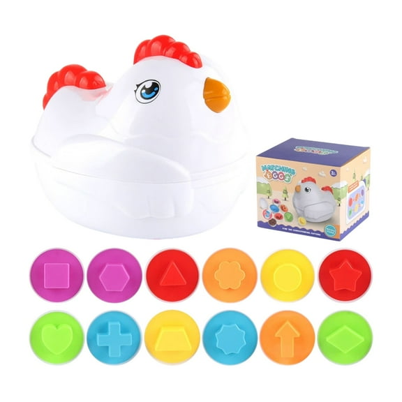 Gallickan Easter Matching Toys Set, Easter Chicken with 12 Shape Color Matching Egg Toys Gifts for 1 2 3 Years Old Kids Toddler Baby Girls Boys Play Learn, Shape