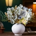 thumbnail image 1 of Gallickan Fake Flowers, 7 Stems Hydrangea Rose Chamomile Arrangement, Home Decoration Bouquets for Wedding Baby Shower (Flower Pots not included), Blue, 1 of 8
