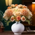 thumbnail image 1 of Gallickan Fake Flowers, 7 Stems Hydrangea Rose Chamomile Arrangement, Home Decoration Bouquets for Wedding Baby Shower (Flower Pots not included), Orange, 1 of 8