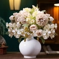 thumbnail image 1 of Gallickan Fake Flowers, 7 Stems Hydrangea Rose Chamomile Arrangement, Home Decoration Bouquets for Wedding Baby Shower (Flower Pots not included), Rose Gold, 1 of 8