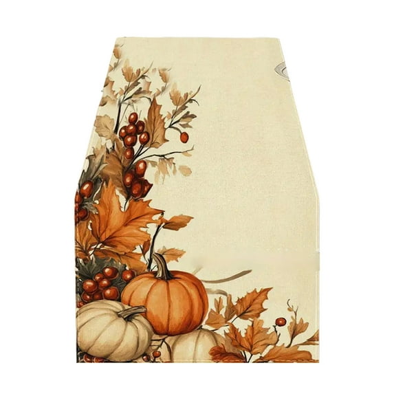 Gallickan Fall Table Runner, Thanksgiving Harvest Decor 13x72 Inch Size with Pumpkin and Maple, Waterproof Material for Kitchen Dining Party Home Decoration, C