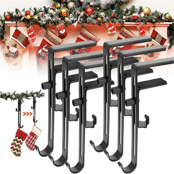 Gallickan Fireplace Hanger, Adjustable Stocking Garland Holder, Heavy Duty Clip for Brick, Christmas Decor Hook, D