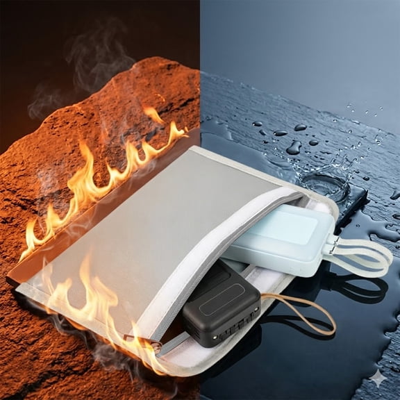 Gallickan Fireproof Waterproof Lithium Battery Storage Pouch, Portable Power Safety Document Bag, 9.84x6.30in, Silver