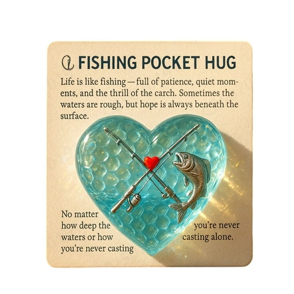 Gallickan Fisherman Gift Card, Tool Themed Pocket Decor, Outdoor Theme Present Holder, Angler Themed Card, for Fishing Enthusiast and Gift Presentation, Blue