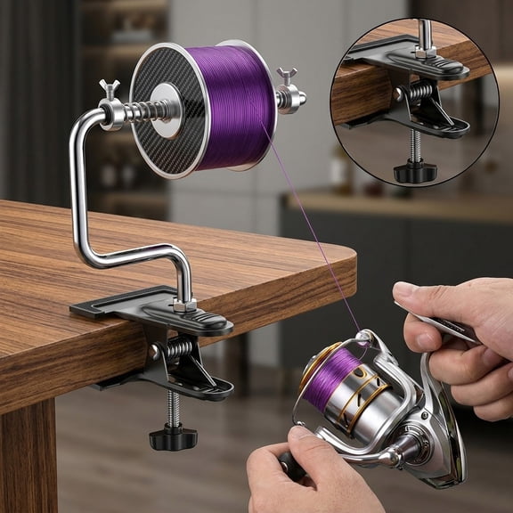 Gallickan Fishing Line Spooler Portable Spooling Station, Adjustable Tension with Clamp Base, No-Line Twist Tool for Spinning Casting Reels, Clamp Mount