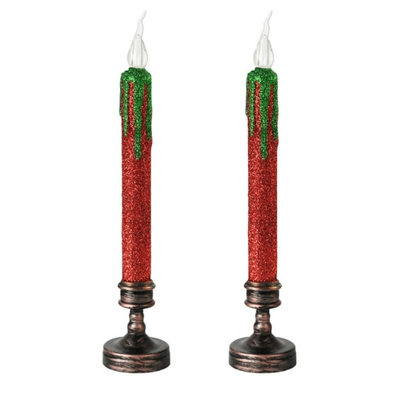 Gallickan Flame-Less LED Candle, Set of 2 Electronic Candles, Battery Operated Candle Lights, Safe Decorative Flameless Candles for Home Table Centerpiece, Red