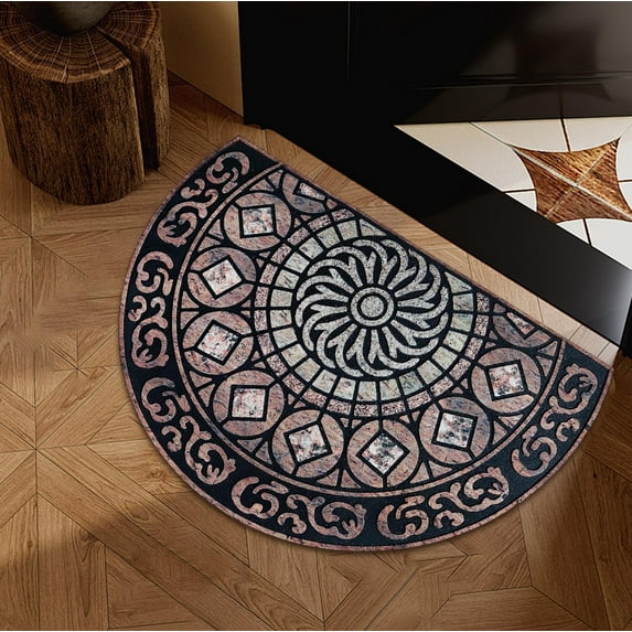 Gallickan Floor Mat, 24x36 Inch Anti-Fatigue Kitchen Bath Rug, Semi Circular Bohemian Design Cushioned Water Absorbent, B