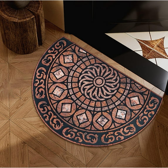 Gallickan Floor Mat, 24x36 Inch Anti-Fatigue Kitchen Bath Rug, Semi Circular Bohemian Design Cushioned Water Absorbent, C