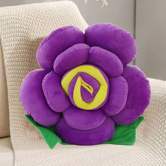 Gallickan Flower Plush Pillow, Rose Pillow Soft & Comfortable Flower Cushion Colorful Flower Plush Toy Home Bedroom Shop Restaurant Decor, 11.8", Purple