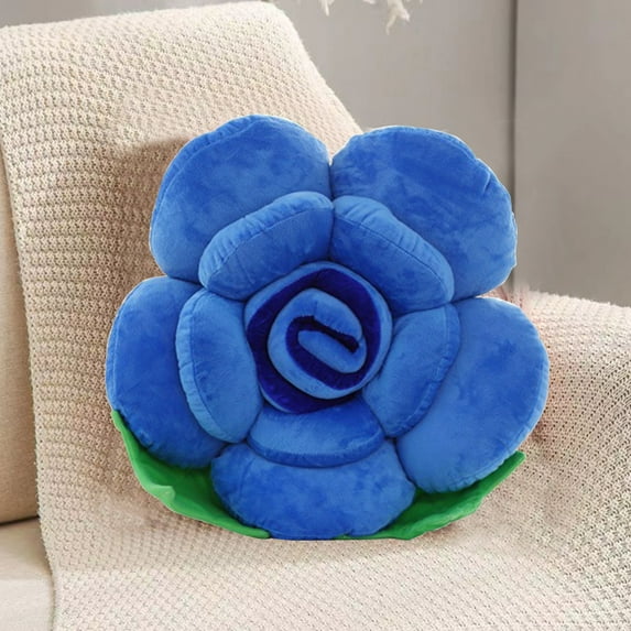 Gallickan Flower Plush Pillow, Rose Pillow Soft & Comfortable Flower Cushion Colorful Flower Plush Toy Home Bedroom Shop Restaurant Decor, 15.7", Blue