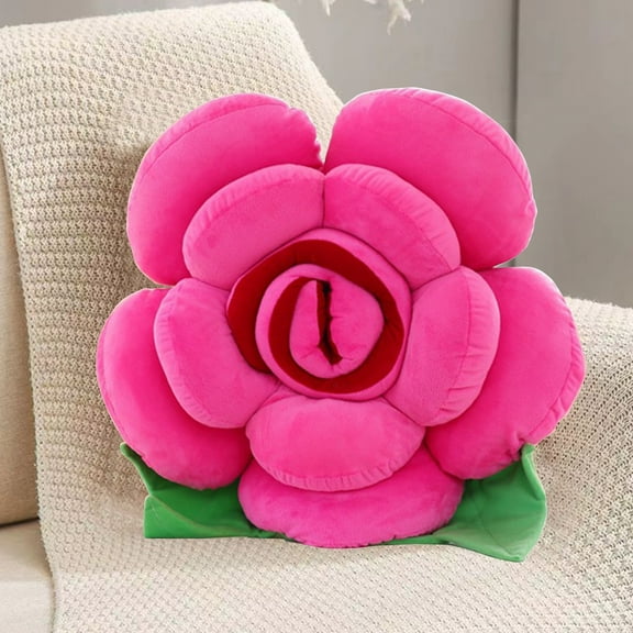 Gallickan Flower Plush Pillow, Rose Pillow Soft & Comfortable Flower Cushion Colorful Flower Plush Toy Home Bedroom Shop Restaurant Decor, 15.7", Hot Pink