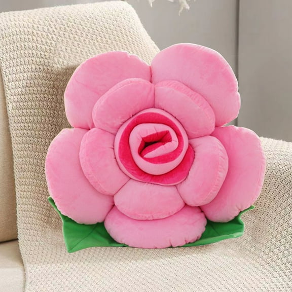 Gallickan Flower Plush Pillow, Rose Pillow Soft & Comfortable Flower Cushion Colorful Flower Plush Toy Home Bedroom Shop Restaurant Decor, 15.7", Pink
