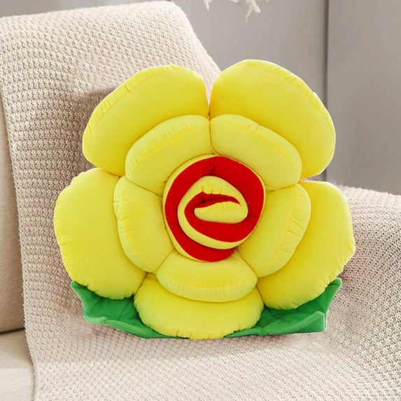 Gallickan Flower Plush Pillow, Rose Pillow Soft & Comfortable Flower Cushion Colorful Flower Plush Toy Home Bedroom Shop Restaurant Decor, 15.7", Yellow