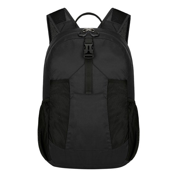Gallickan Foldable Waterproof Backpack, Lightweight Outdoor Pack for Biking Hiking, Compact with Multiple Pockets, Great for Travel and Daily Commute, Black