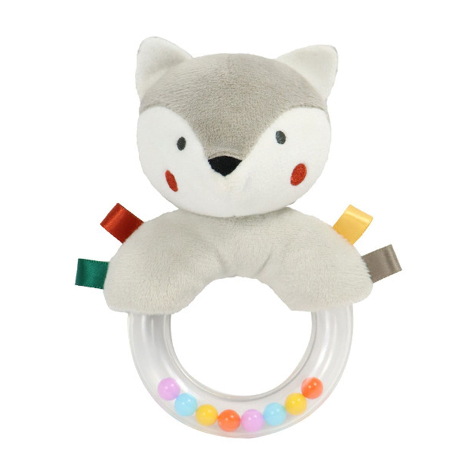 Stuffed Rattle Rings Gallickan Fox Plush Toy Rattle, Baby Toys 0-12 Months, Grey White ...