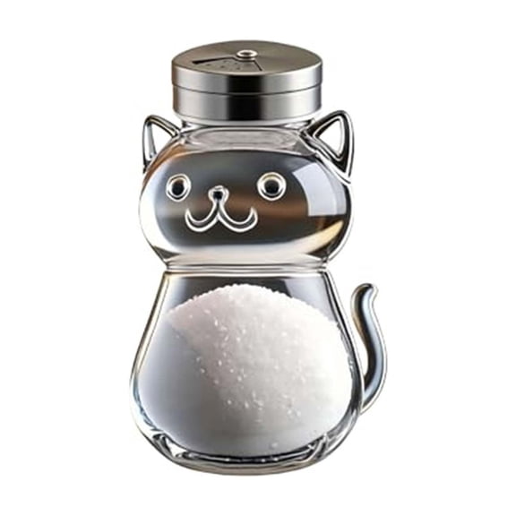 Gallickan Funny Cat Salt and Pepper Shakers Set, Glass Spice Dispensers with Adjustable Stainless Steel Lid, Cute Pet Lover Kitchen Table Decor, Dishwasher Safe