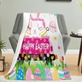 thumbnail image 1 of Gallickan Fuzzy Bunny Blanket, Cute Easter Throw Blanket, Soft Plush Blankets with Bunny,Eggs and Floral Pattern, Gifts for Girls, 40x28 Inches, Red, 1 of 6